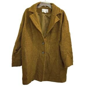 Bar III Wool Blend Olive Mustard Green Single-breasted Coat Jacket Women‘s L